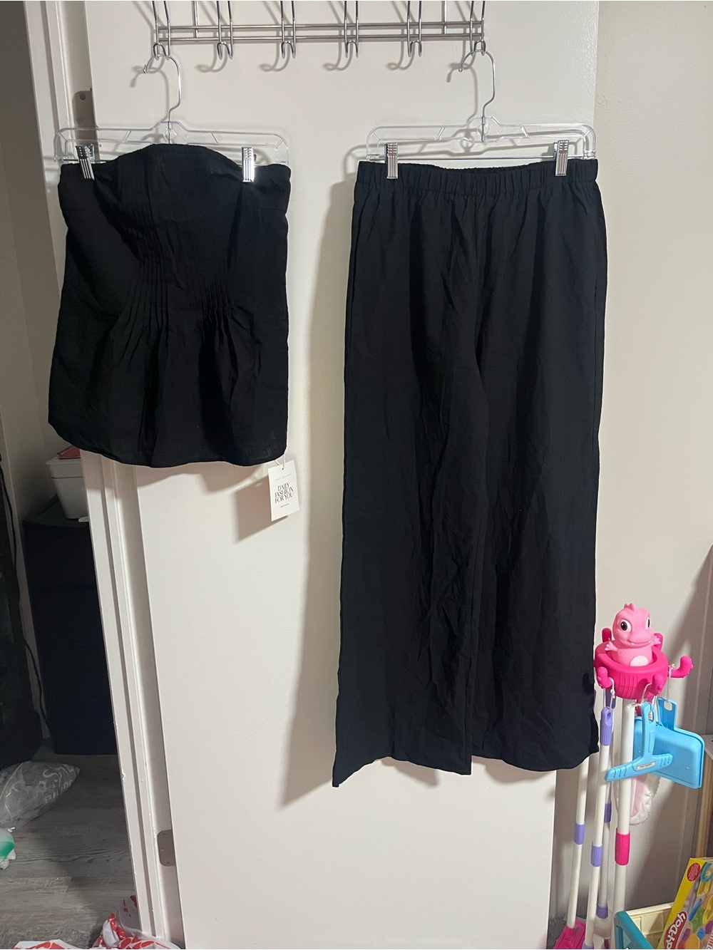Amazon Black Strapless Tube Top and Pants Set